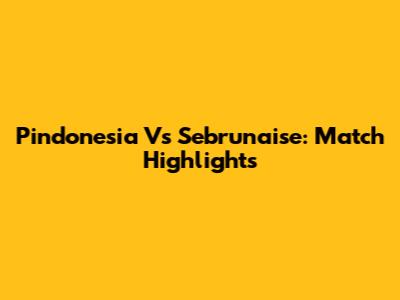 Pindonesia Vs Sebrunaise: Match Highlights