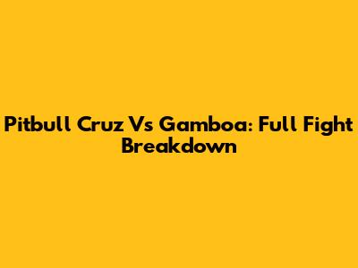 Pitbull Cruz Vs Gamboa: Full Fight Breakdown
