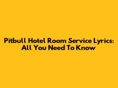 Pitbull Hotel Room Service Lyrics: All You Need To Know