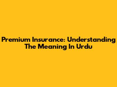 Premium Insurance: Understanding The Meaning In Urdu