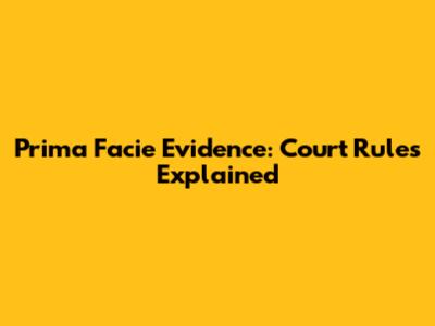 Prima Facie Evidence: Court Rules Explained