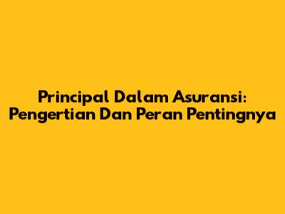 Principal Dalam Asuransi: Pengertian Dan Peran Pentingnya