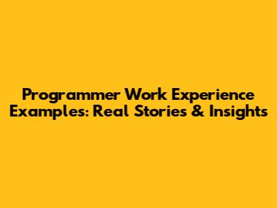 Programmer Work Experience Examples: Real Stories & Insights