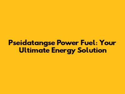 Pseidatangse Power Fuel: Your Ultimate Energy Solution