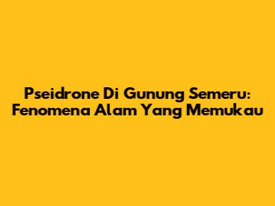 Pseidrone Di Gunung Semeru: Fenomena Alam Yang Memukau
