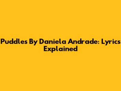 Puddles By Daniela Andrade: Lyrics Explained