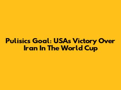 Pulisic's Goal: USA's Victory Over Iran In The World Cup