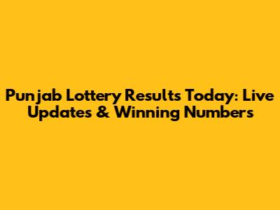 Punjab Lottery Results Today: Live Updates & Winning Numbers