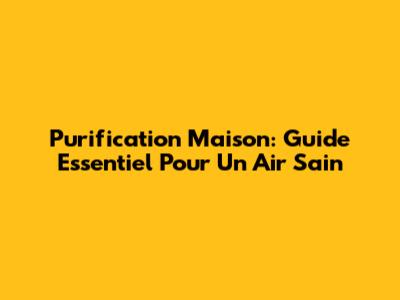 Purification Maison: Guide Essentiel Pour Un Air Sain