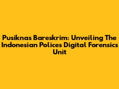 Pusiknas Bareskrim: Unveiling The Indonesian Police's Digital Forensics Unit