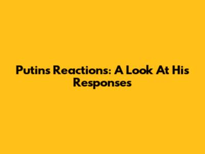 Putin's Reactions: A Look At His Responses