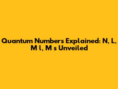Quantum Numbers Explained: N, L, M_l, M_s Unveiled