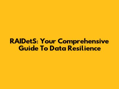 RAIDetS: Your Comprehensive Guide To Data Resilience