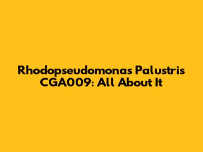 Rhodopseudomonas Palustris CGA009: All About It