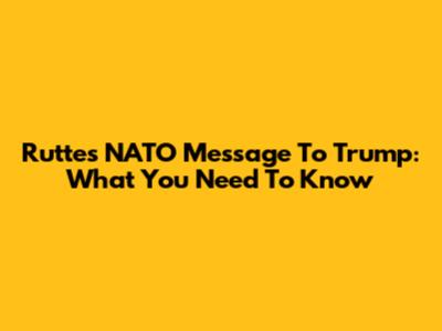 Rutte's NATO Message To Trump: What You Need To Know