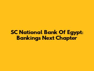 SC National Bank Of Egypt: Banking's Next Chapter