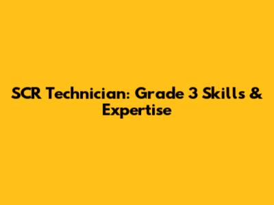 SCR Technician: Grade 3 Skills & Expertise