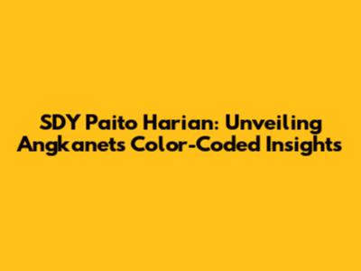 SDY Paito Harian: Unveiling Angkanet's Color-Coded Insights