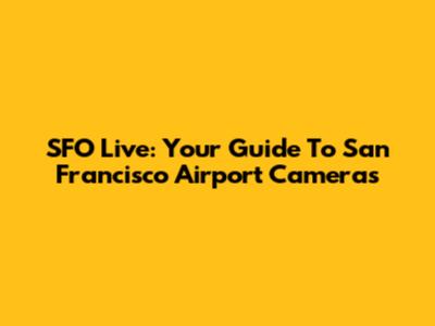 SFO Live: Your Guide To San Francisco Airport Cameras