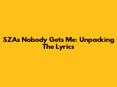 SZA's 'Nobody Gets Me': Unpacking The Lyrics