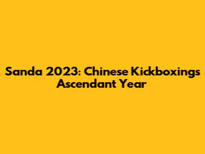 Sanda 2023: Chinese Kickboxing's Ascendant Year