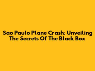 Sao Paulo Plane Crash: Unveiling The Secrets Of The Black Box