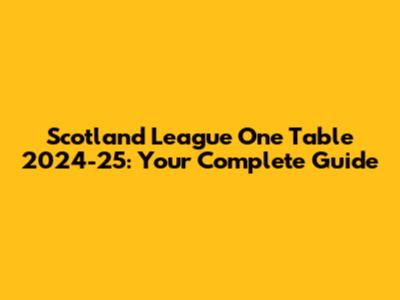 Scotland League One Table 2024-25: Your Complete Guide