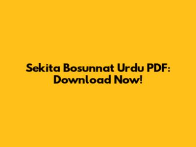 Sekita Bosunnat Urdu PDF: Download Now!