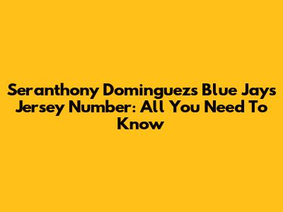 Seranthony Dominguez's Blue Jays Jersey Number: All You Need To Know