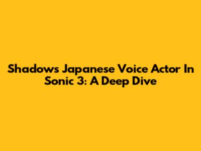 Shadow's Japanese Voice Actor In Sonic 3: A Deep Dive