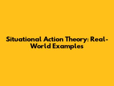 Situational Action Theory: Real-World Examples