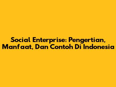 Social Enterprise: Pengertian, Manfaat, Dan Contoh Di Indonesia