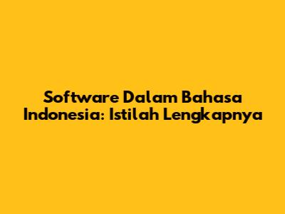 Software Dalam Bahasa Indonesia: Istilah Lengkapnya