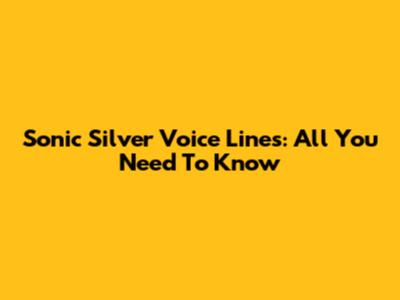 Sonic Silver Voice Lines: All You Need To Know