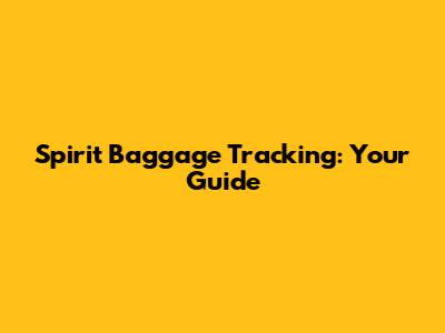 Spirit Baggage Tracking: Your Guide