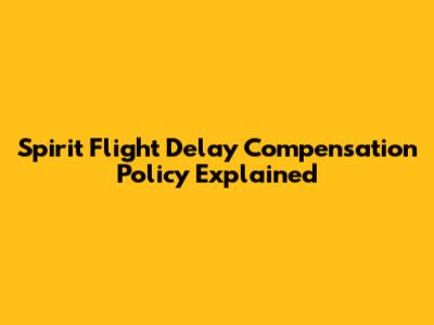 Spirit Flight Delay Compensation Policy Explained
