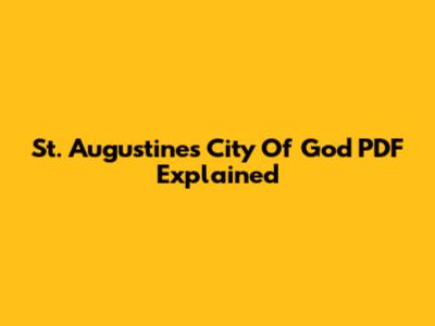 St. Augustine's City Of God PDF Explained