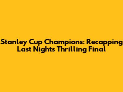 Stanley Cup Champions: Recapping Last Night's Thrilling Final