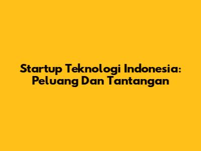 Startup Teknologi Indonesia: Peluang Dan Tantangan