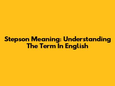 Stepson Meaning: Understanding The Term In English