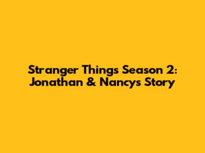 Stranger Things Season 2: Jonathan & Nancy's Story