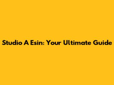 Studio A Esin: Your Ultimate Guide