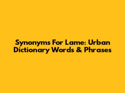 Synonyms For Lame: Urban Dictionary Words & Phrases