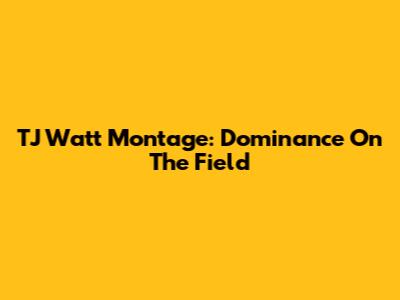 TJ Watt Montage: Dominance On The Field