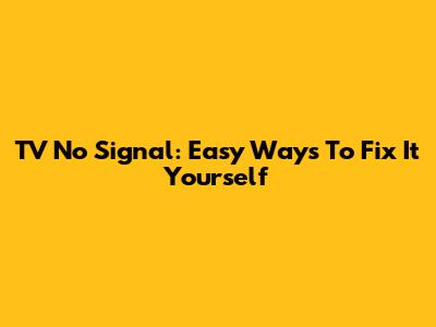 TV No Signal: Easy Ways To Fix It Yourself