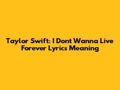 Taylor Swift: I Don't Wanna Live Forever Lyrics Meaning