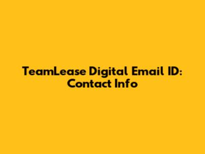 TeamLease Digital Email ID: Contact Info