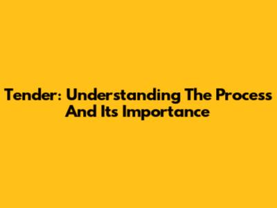 Tender: Understanding The Process And Its Importance