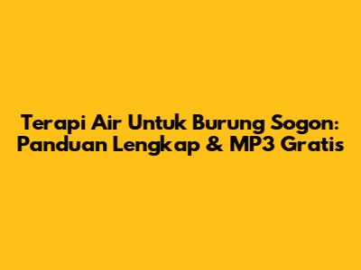 Terapi Air Untuk Burung Sogon: Panduan Lengkap & MP3 Gratis