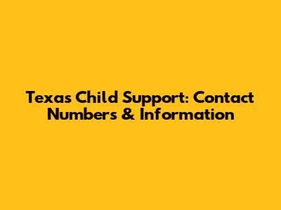 Texas Child Support: Contact Numbers & Information